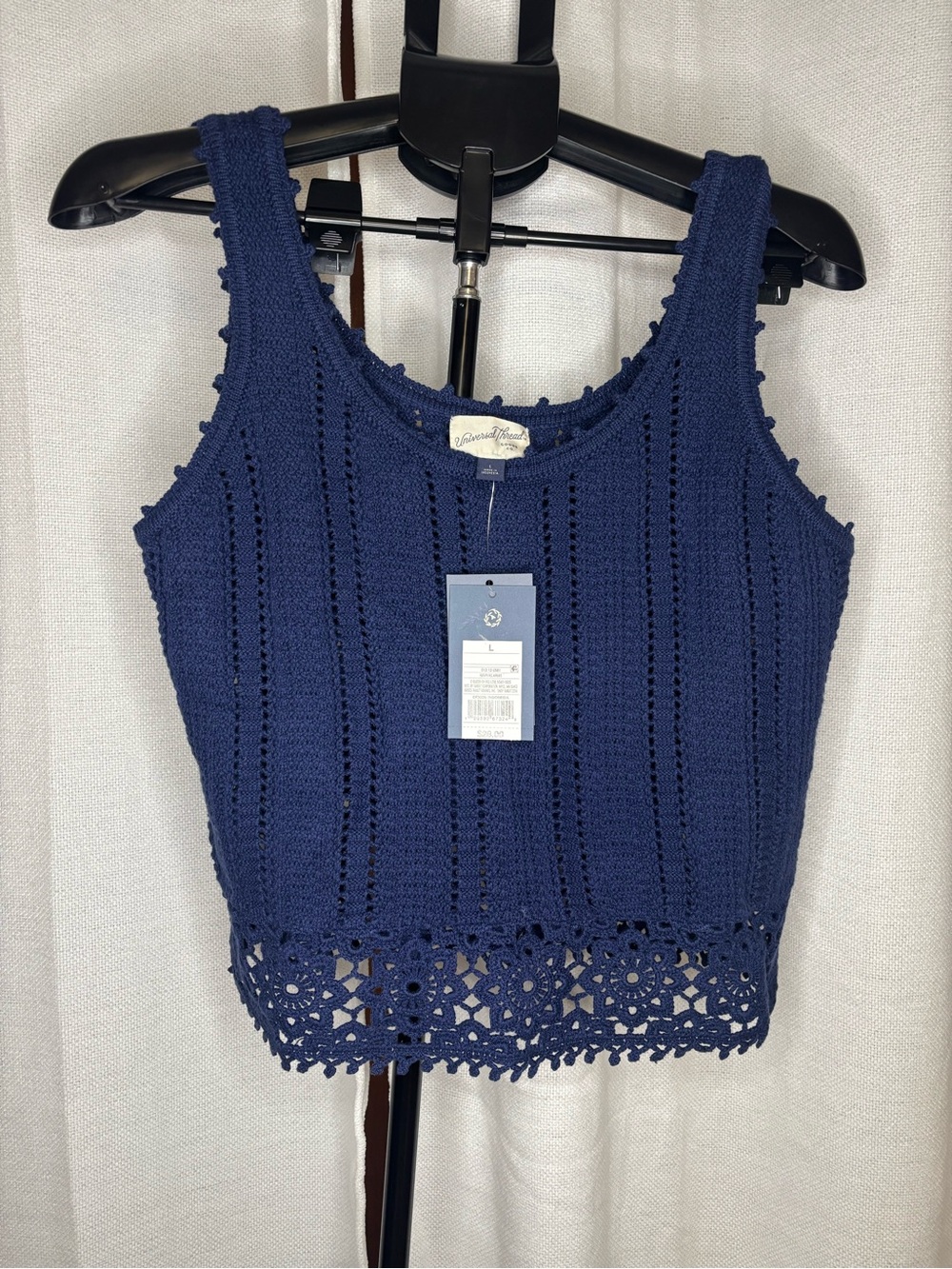 Universal Thread Navy Crochet Crop Tank